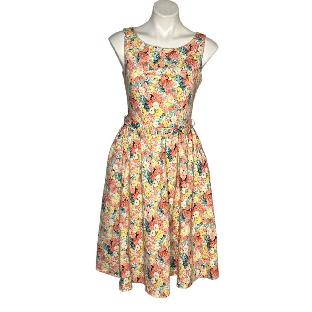 VOODOO VIXEN Floral Dress Fit & Flare Sleeveless Retro Pin Up Size Medium - Picture 2 of 12